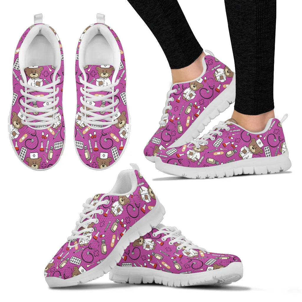 Bear Mesh Nurse Sneakers Fuchsia