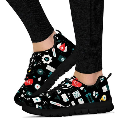 Sneakers da infermiera nere in mesh da donna 8