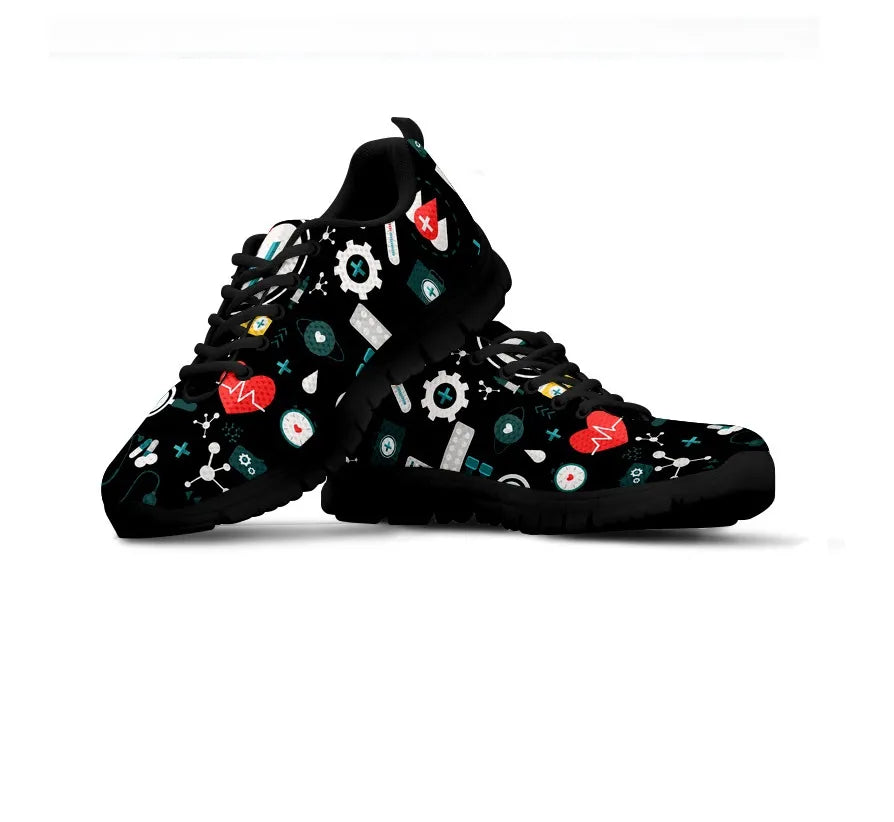 Ladies Black Mesh Nurse Sneakers 8
