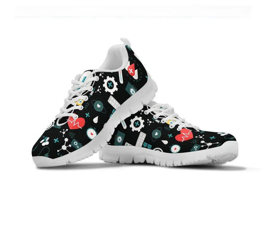 Ladies Black Mesh Nurse Sneakers 8
