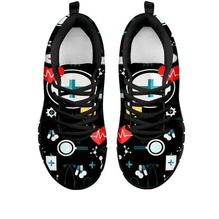 Sneakers da infermiera nere in mesh da donna 8
