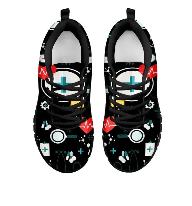 Ladies Black Mesh Nurse Sneakers 8