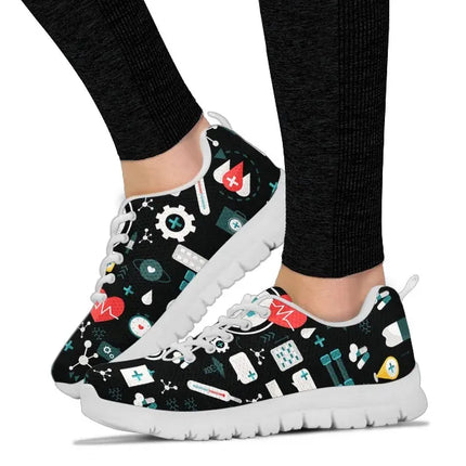 Sneakers da infermiera nere in mesh da donna 8
