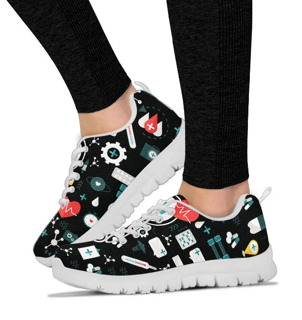 Ladies Black Mesh Nurse Sneakers 8