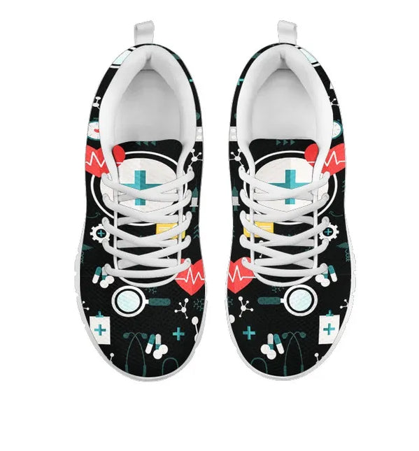 Sneakers da infermiera nere in mesh da donna 8